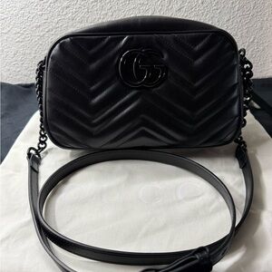 Gucci Black Chevron Crossbody Bag
